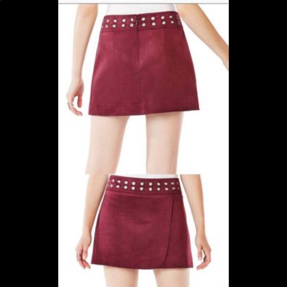 NWT BCBG burgundy suede skirt
